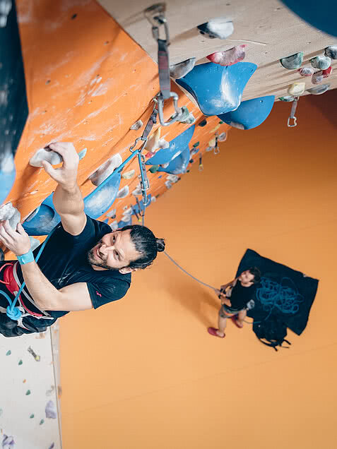 Man climbing in Aschau climbing centre