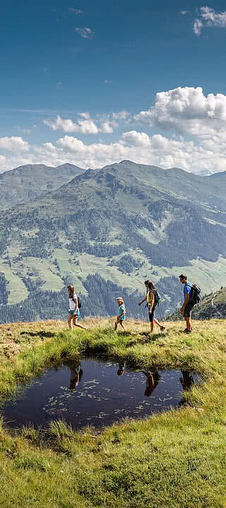 Family during a hiking holiday Austria