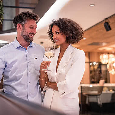 Couple drinking Stock wine in STOCK Resort