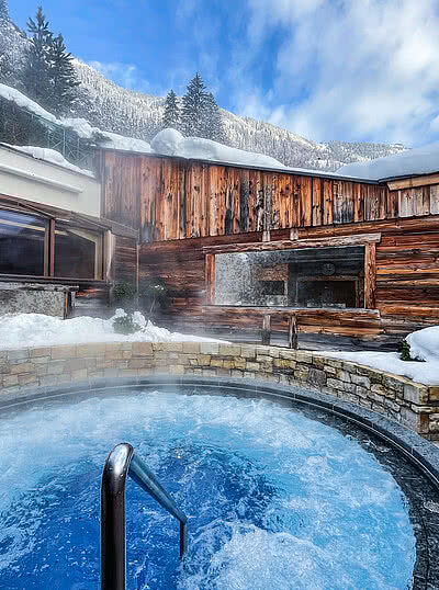 Outdoor Whirlpool in 5-Star Wellness Hotel Austria STOCK resort