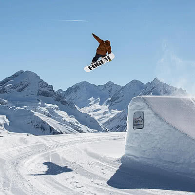 Snowboarder during a snowboarding holiday in Austria