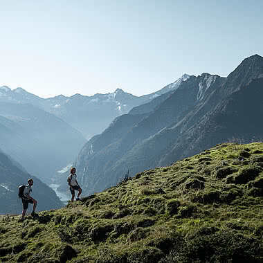 Hikers during a hiking holiday in Zillertal