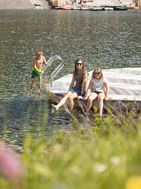 Family at Fichtensee during an family adventure holiday in Austria