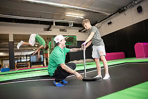 Children jumping on trampoline in the Actionpark in Tirol in STOCK resort